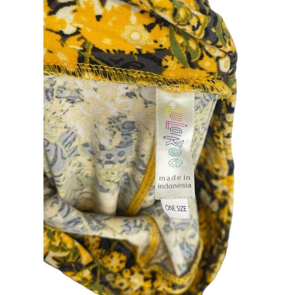 LulaRoe Leggings Colorful Vibrant Floral Print Pants One Size Stretch Gold Green - Picture 4 of 6